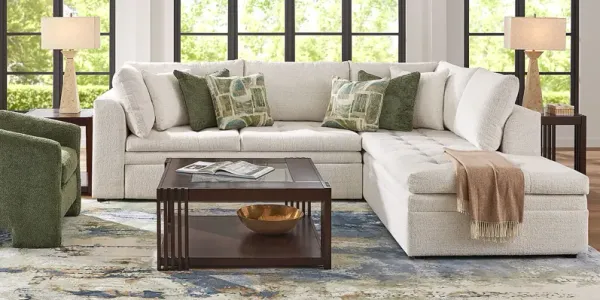 Sheridan Place Off-White 4 Pc Sleeper Sectional Living Room