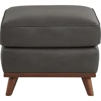 Duluth Gray Leather Ottoman
