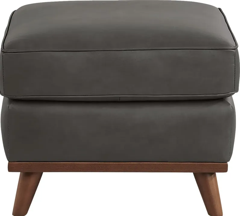 Duluth Gray Leather Ottoman