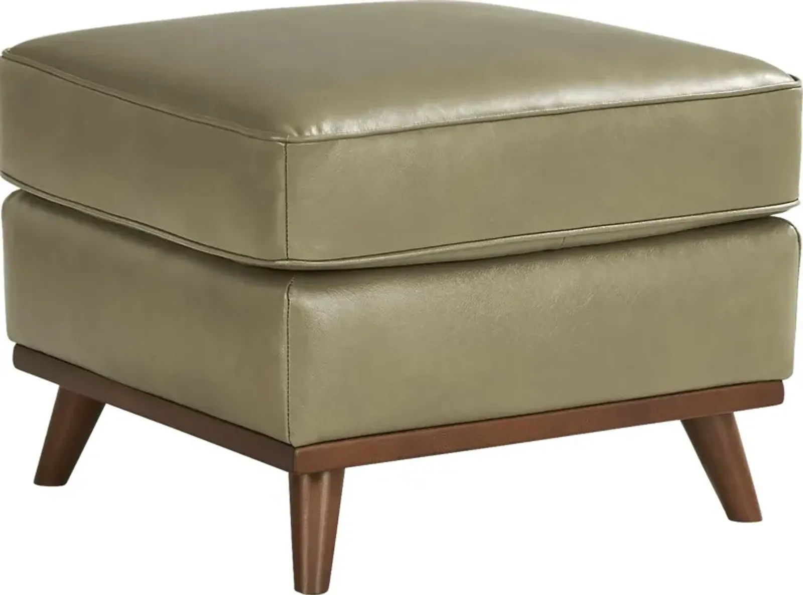 Duluth Olive Leather Ottoman