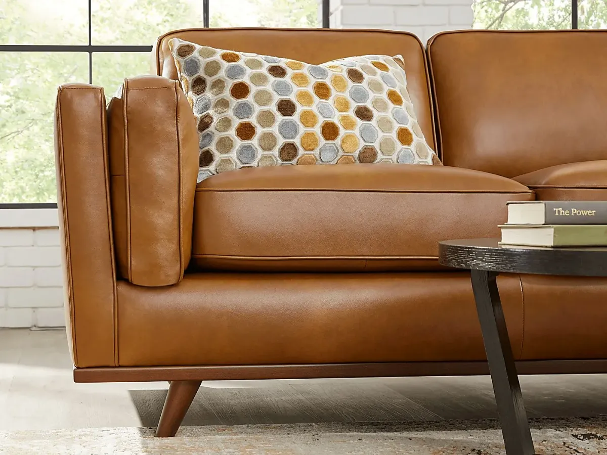 Duluth Caramel Leather 2 Pc Living Room