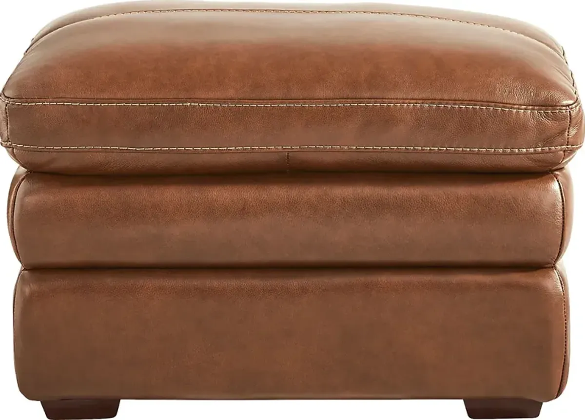 Salinger Brown Leather Ottoman