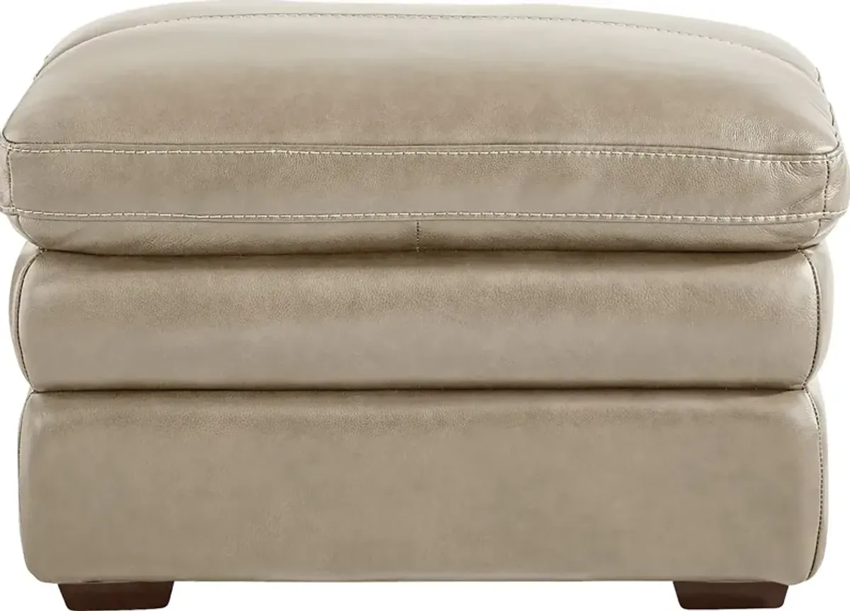 Salinger Beige Leather Ottoman