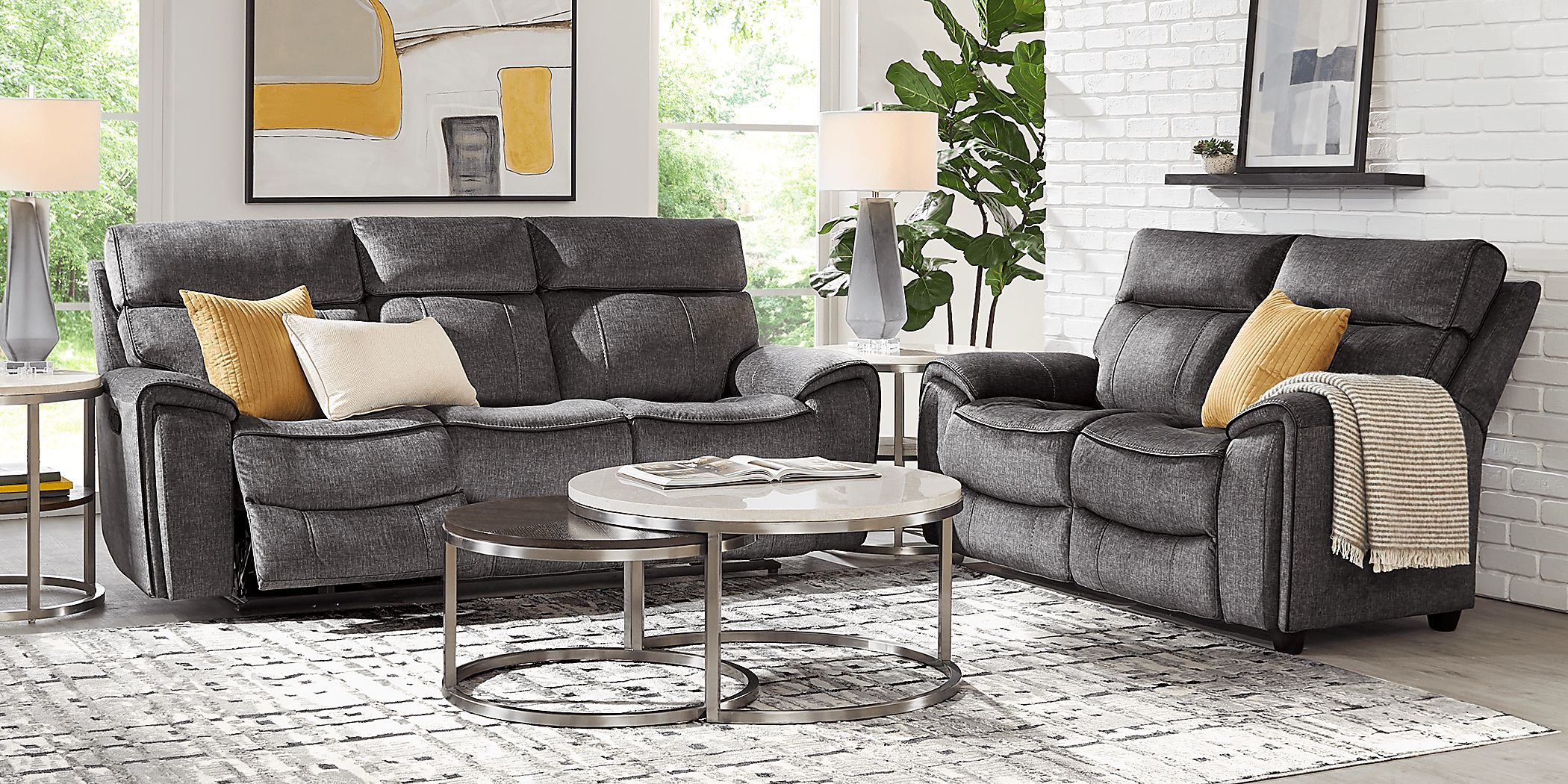 Bradshaw Place Dark Gray 5 Pc Living Room with Reclining Sofa