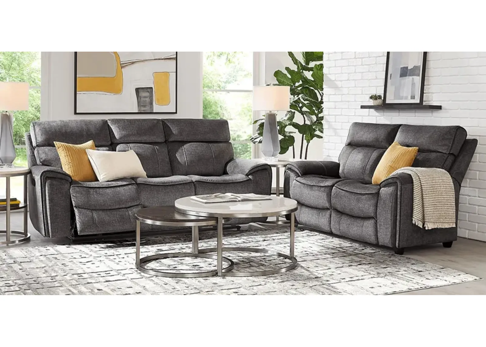 Bradshaw Place Dark Gray 5 Pc Living Room with Reclining Sofa