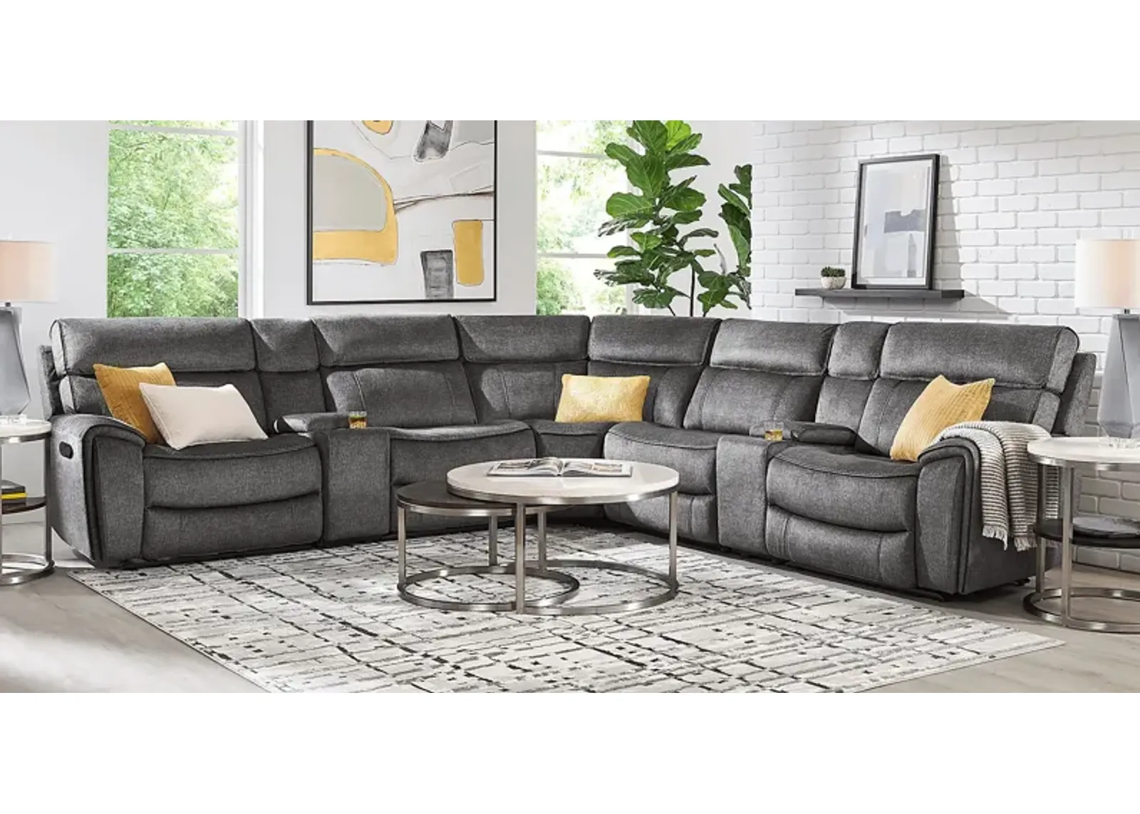 Bradshaw Place Dark Gray 10 Pc Reclining Sectional Living Room