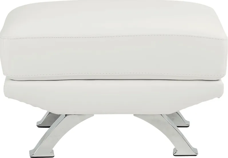 Zamora White Leather Ottoman