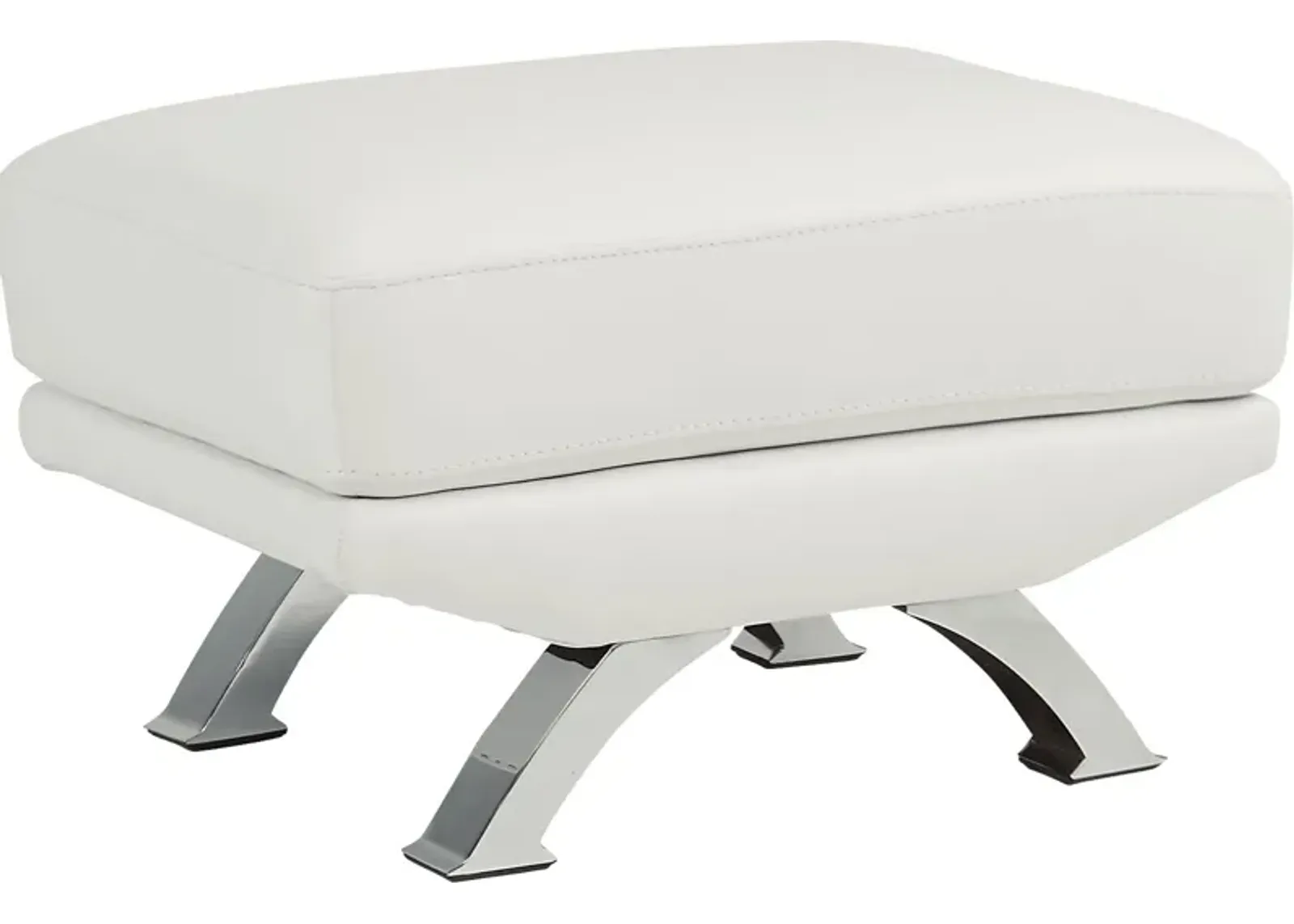 Zamora White Leather Ottoman