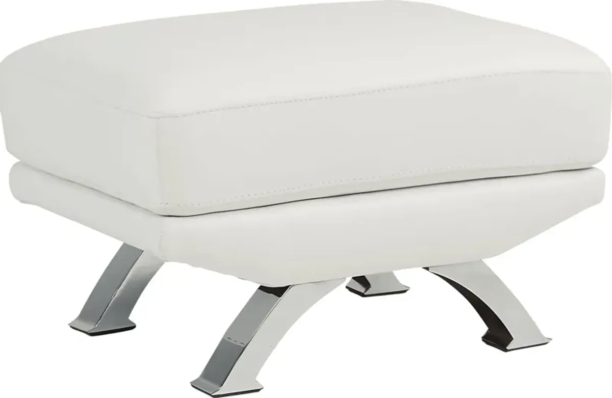 Zamora White Leather Ottoman