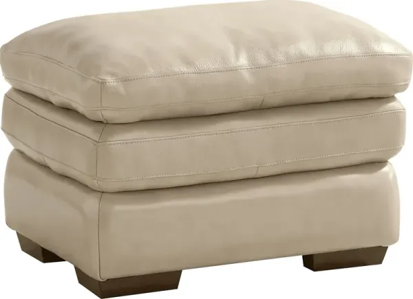 Hayworth Beige Leather Ottoman