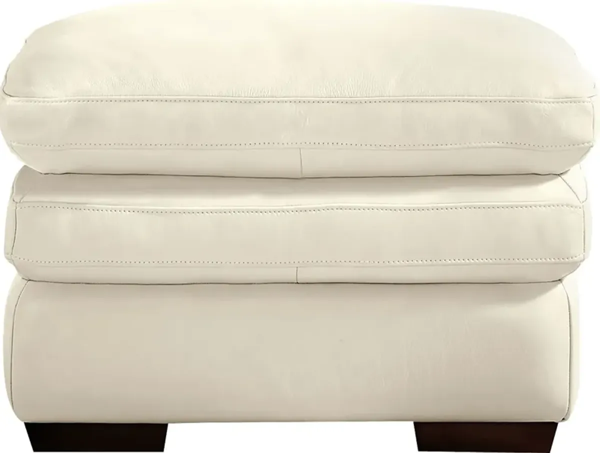 Hayworth Cream Leather Ottoman