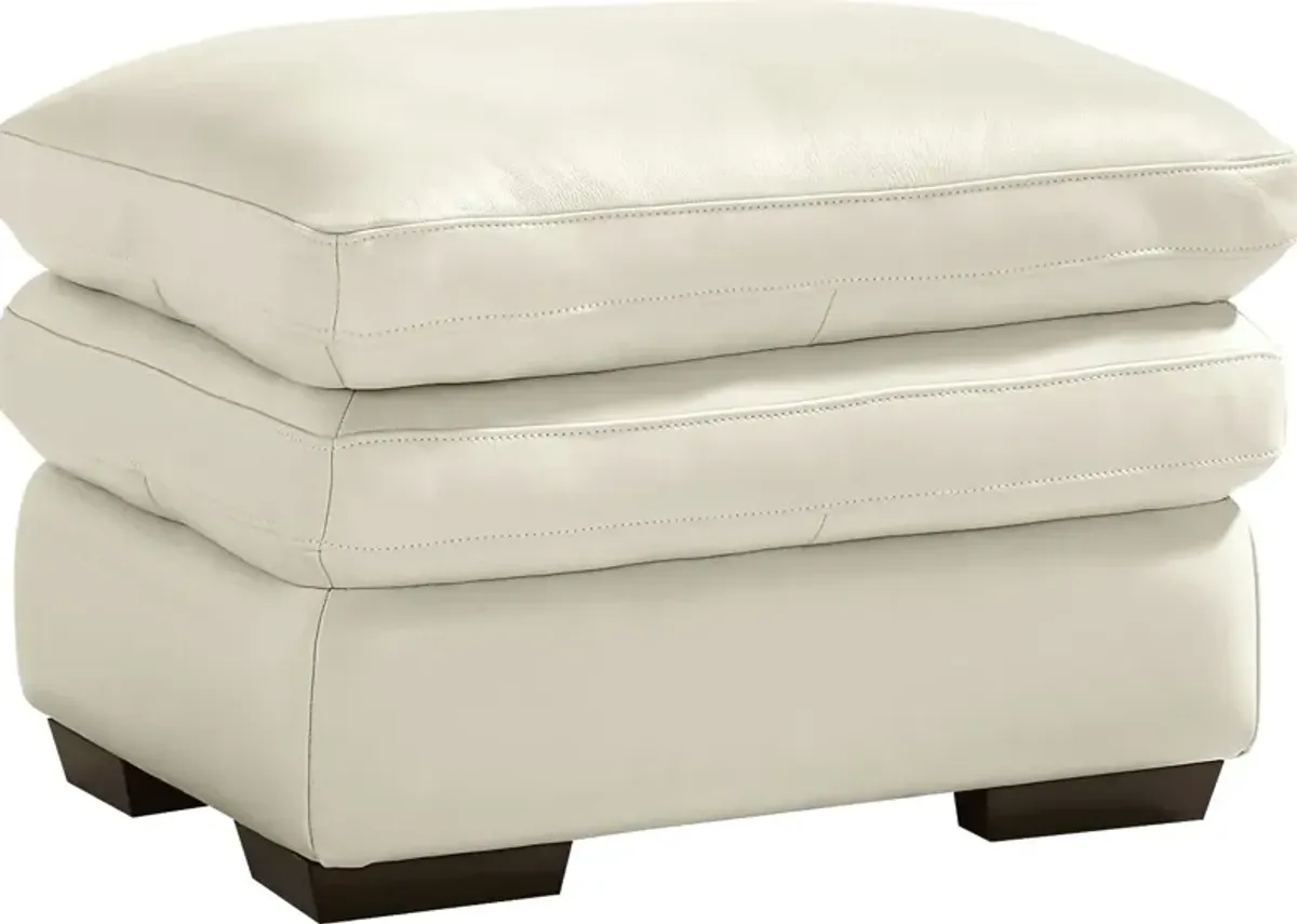 Hayworth Cream Leather Ottoman