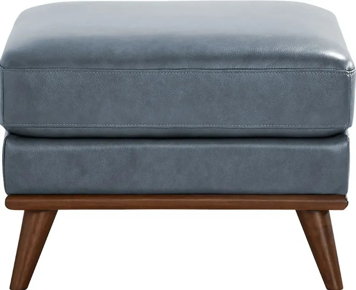 Greyson Blue Leather Ottoman