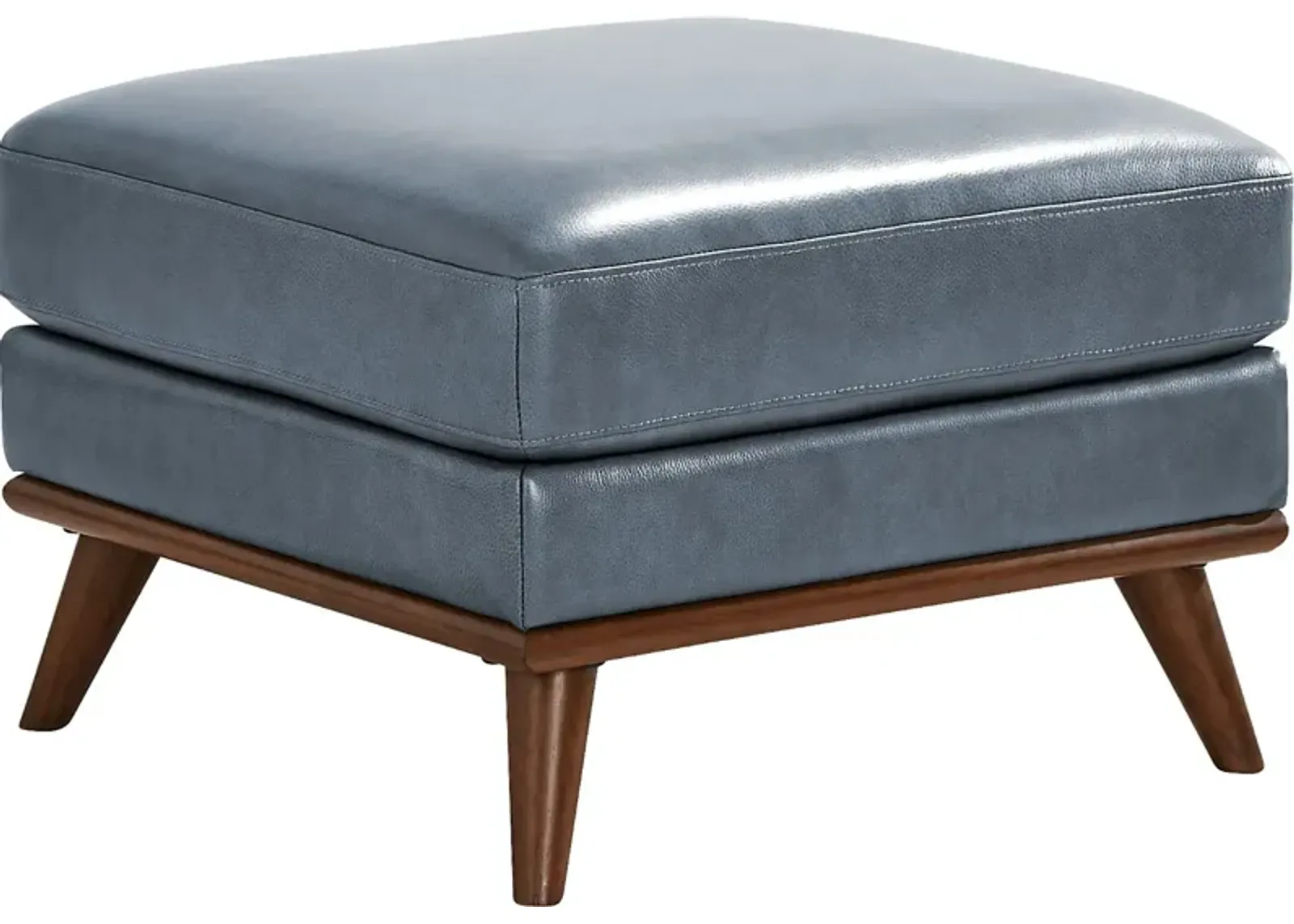 Greyson Blue Leather Ottoman