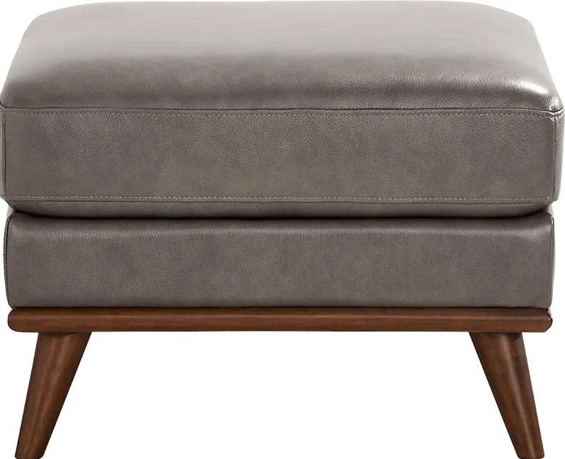 Greyson Gray Leather Ottoman