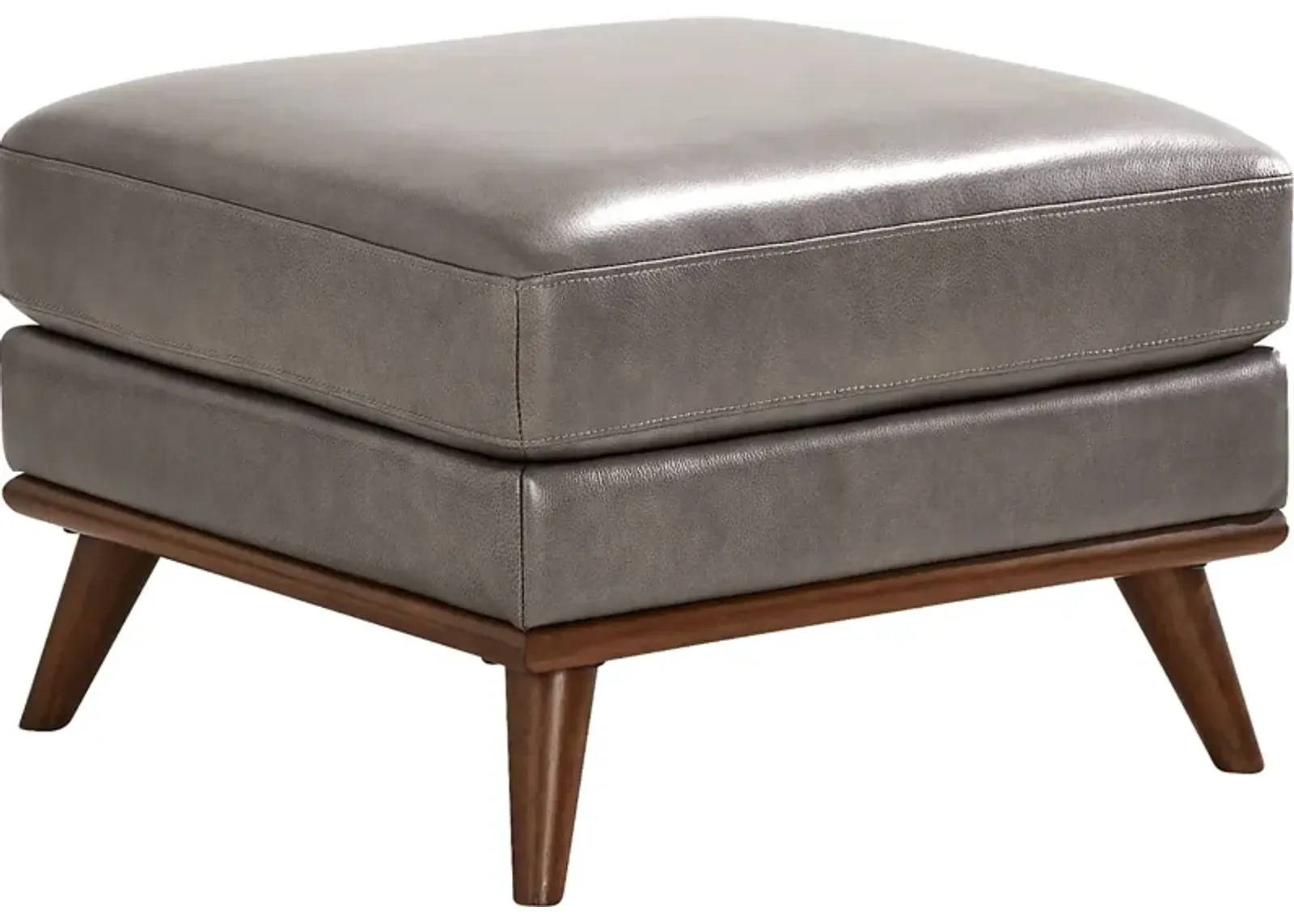 Greyson Gray Leather Ottoman