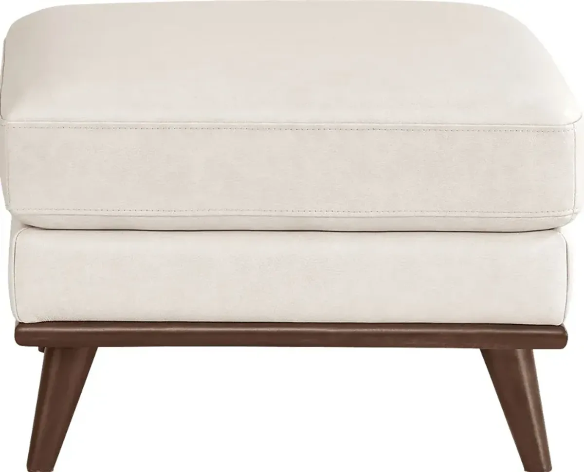 Greyson Ivory Leather Ottoman