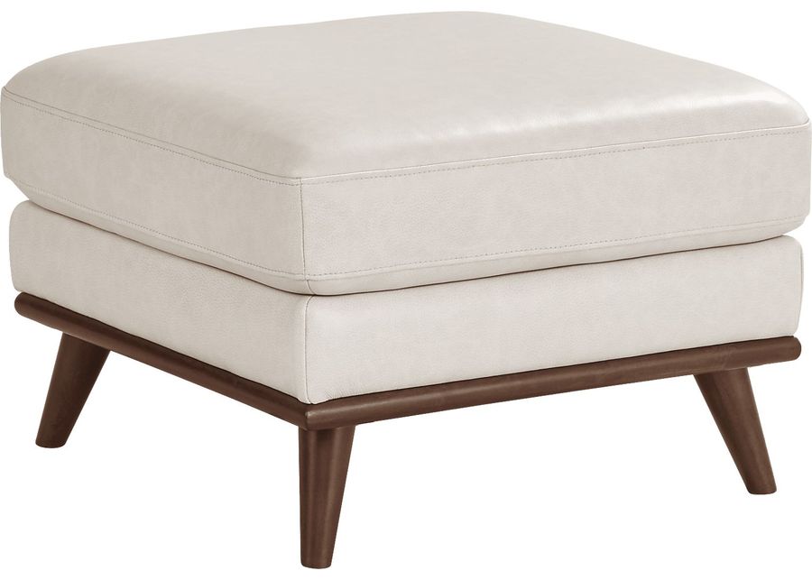 Greyson Ivory Leather Ottoman