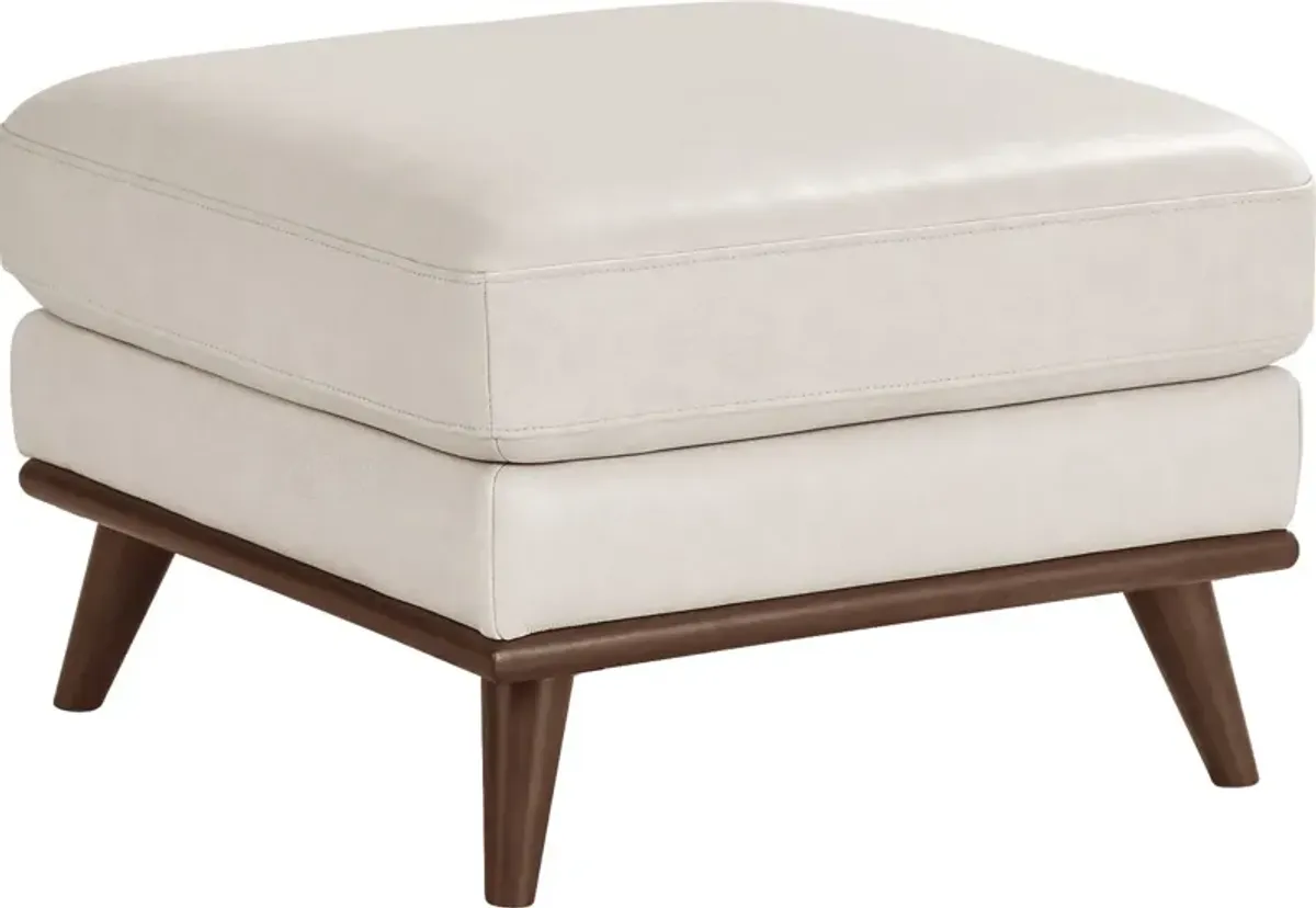 Greyson Ivory Leather Ottoman