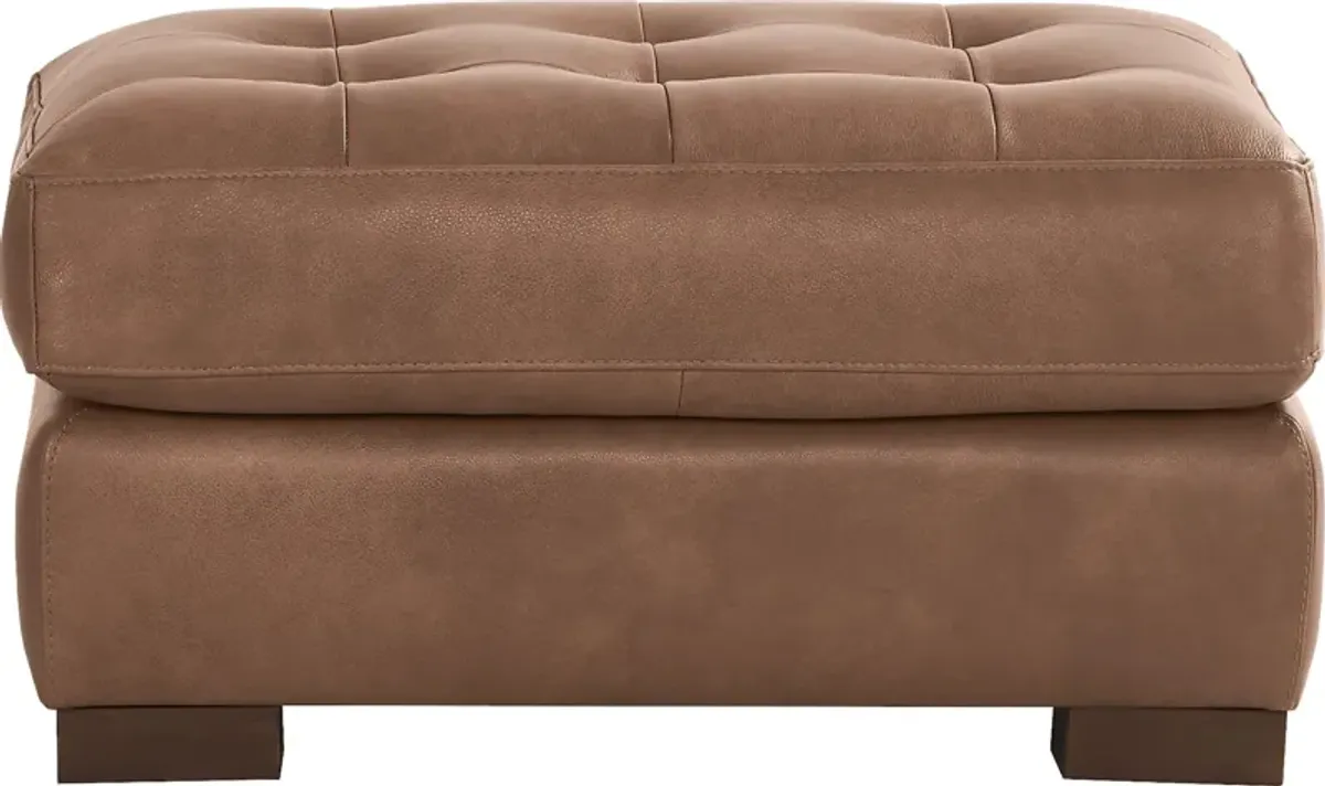 Messina Brown Leather Ottoman