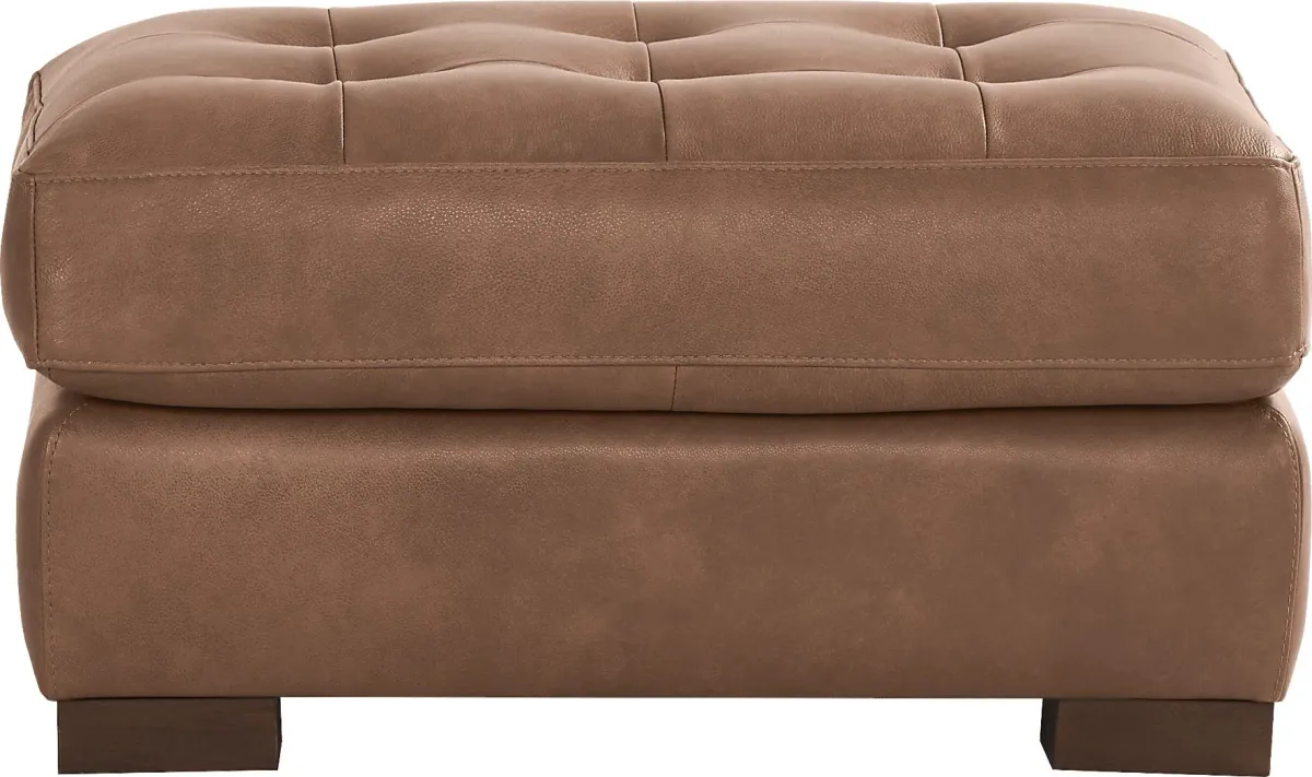 Messina Brown Leather Ottoman
