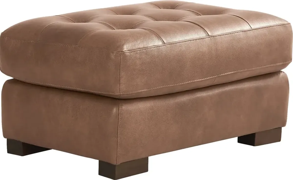 Messina Brown Leather Ottoman