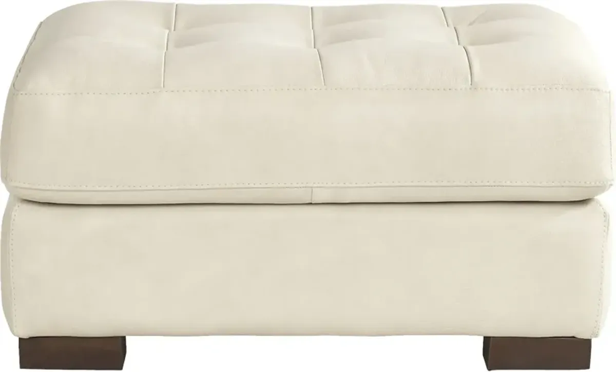 Messina Ivory Leather Ottoman