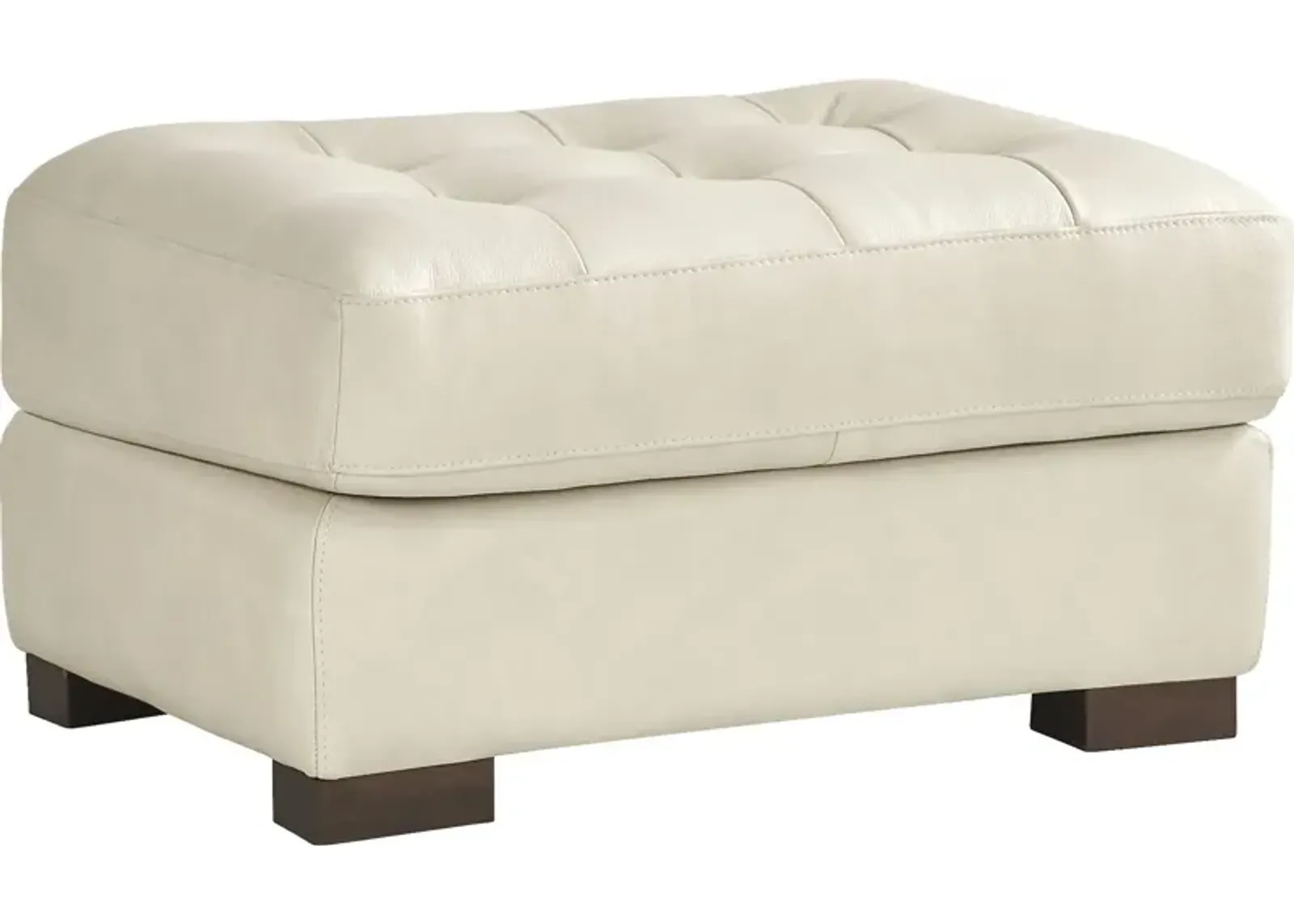 Messina Ivory Leather Ottoman