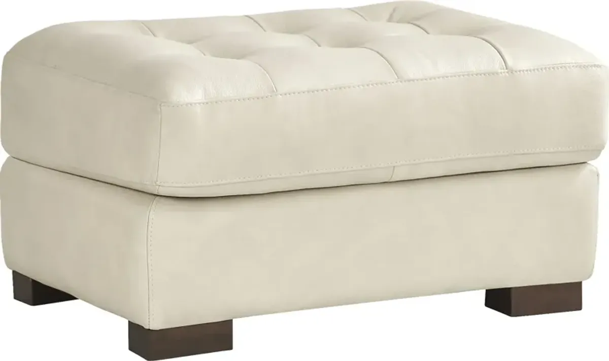 Messina Ivory Leather Ottoman