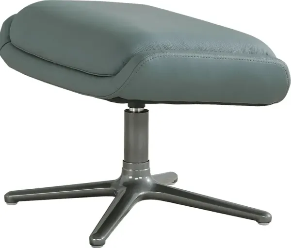 Camelot Slate Blue Leather Ottoman