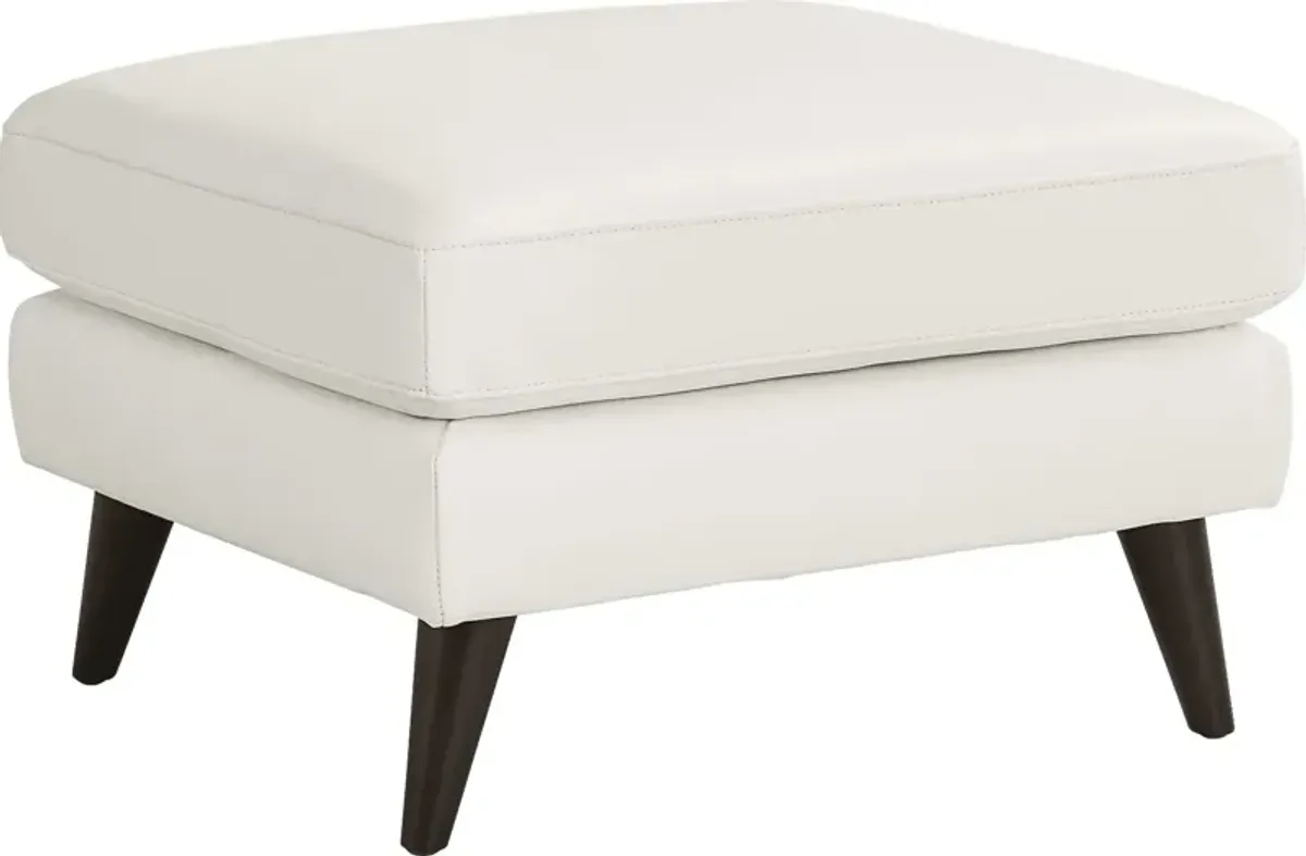 San Salerno White Leather Ottoman