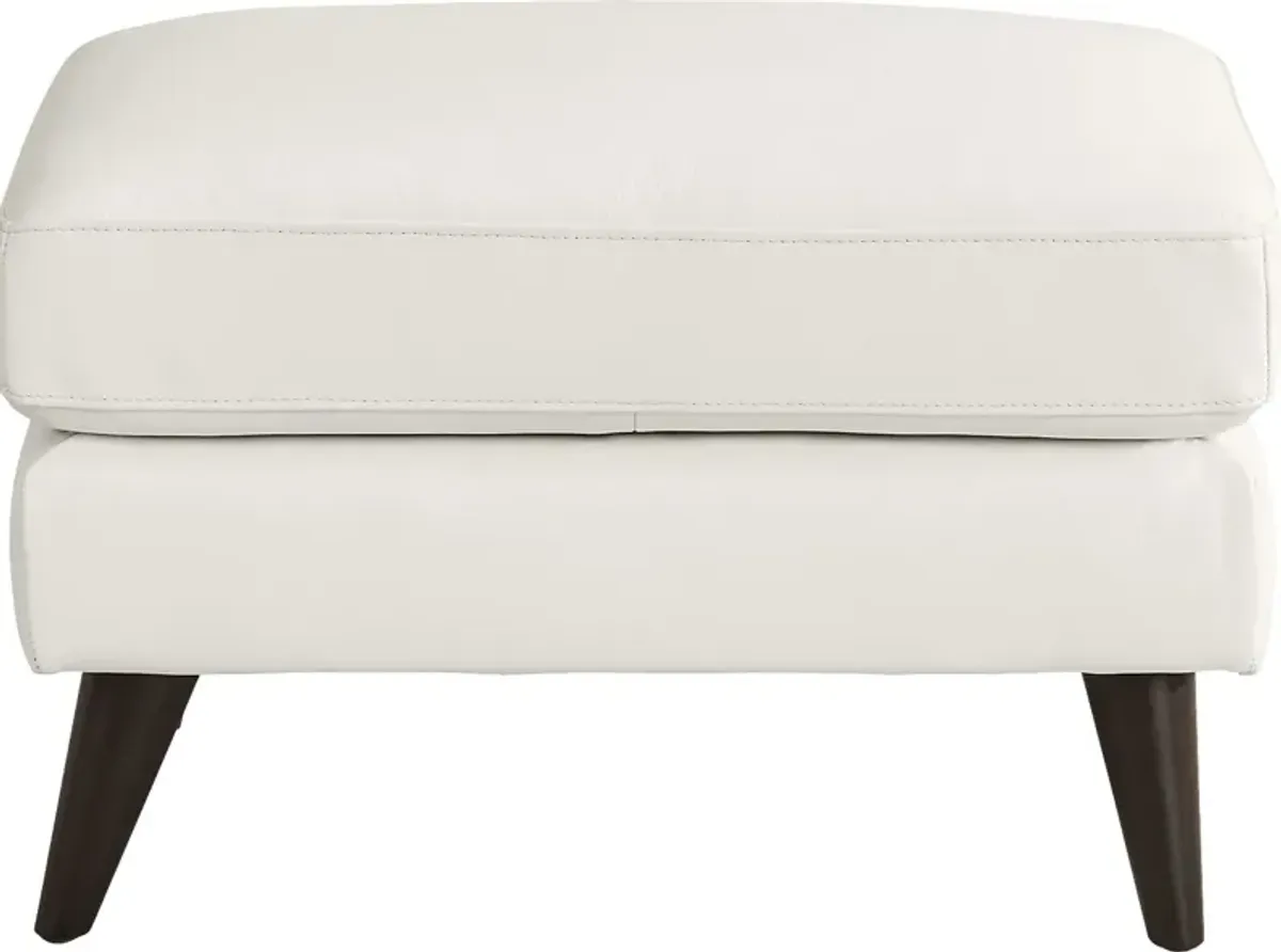 San Salerno White Leather Ottoman