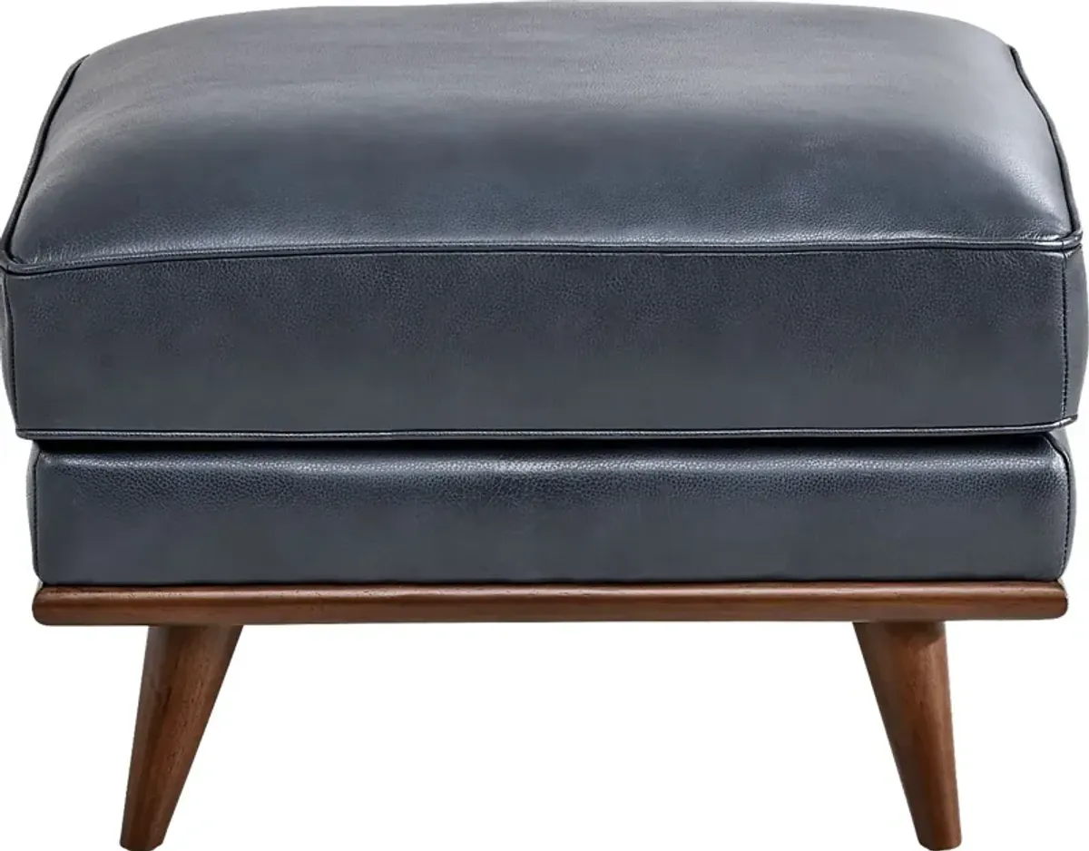 Cassina Court Navy Leather Ottoman