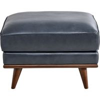 Cassina Court Navy Leather Ottoman