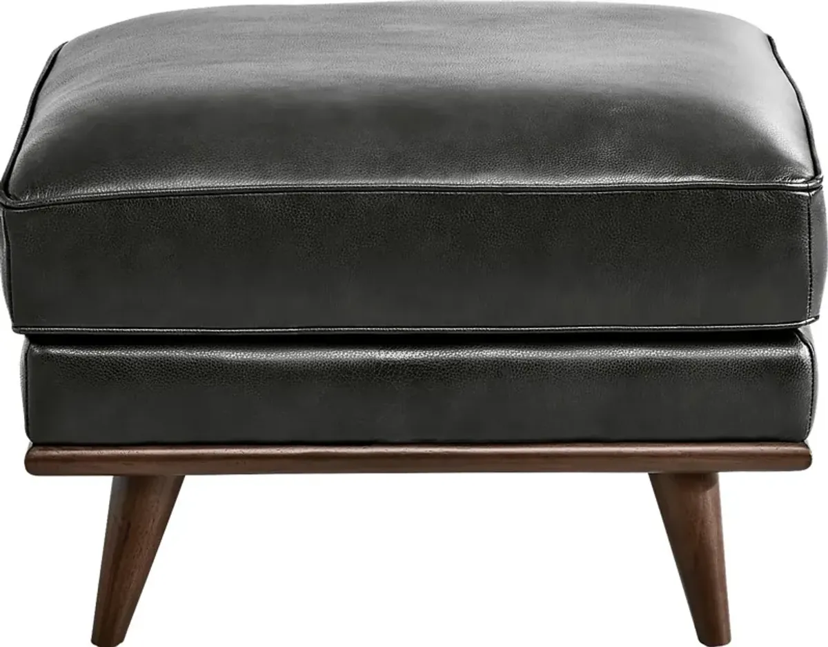 Cassina Court Black Leather Ottoman