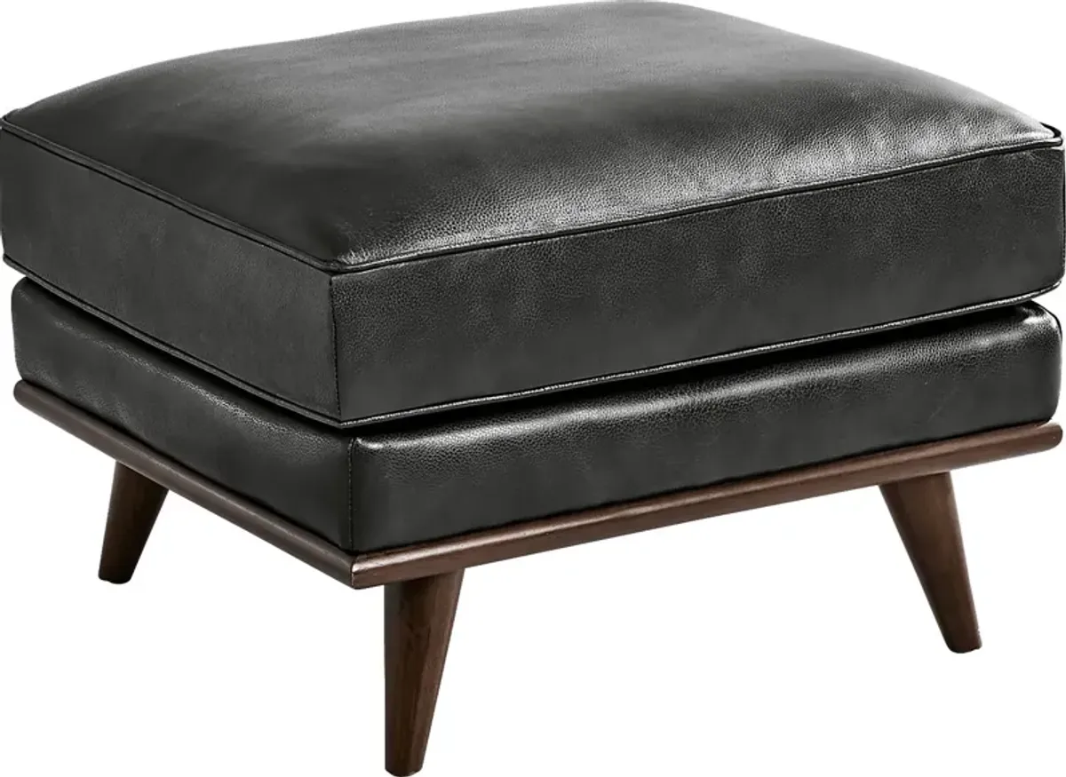 Cassina Court Black Leather Ottoman