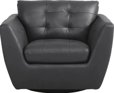 Aragon Blue Leather Swivel Chair