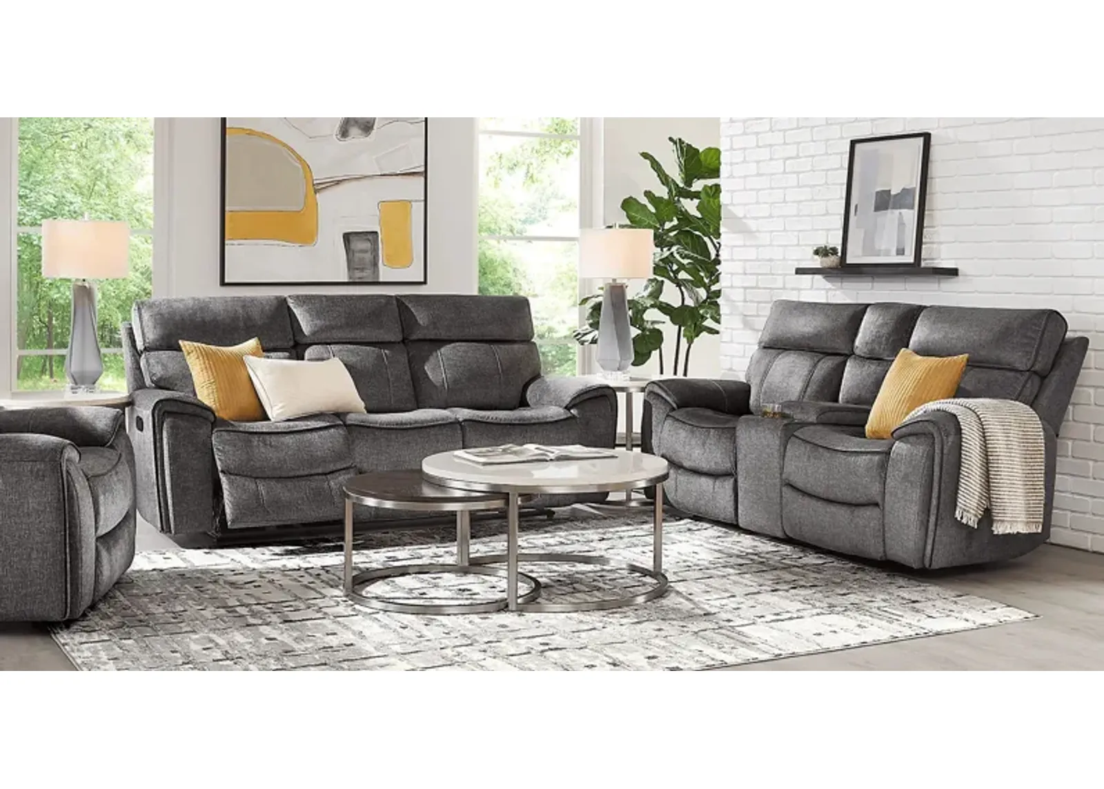 Bradshaw Place Dark Gray 7 Pc Living Room with Reclining Sofa