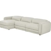 Meridien Ice Leather 3 Pc Dual Power Reclining Sectional