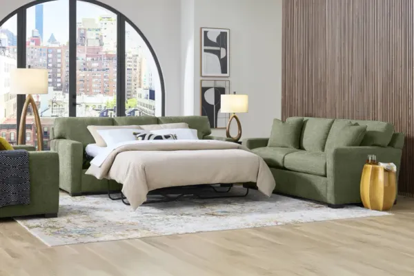 Harmonie Avocado 7 Pc Living Room with Gel Foam Sleeper Sofa