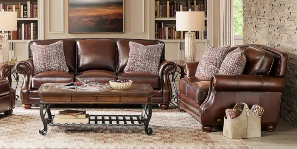 Calvano Lane Brown 2 Pc Leather Living Room