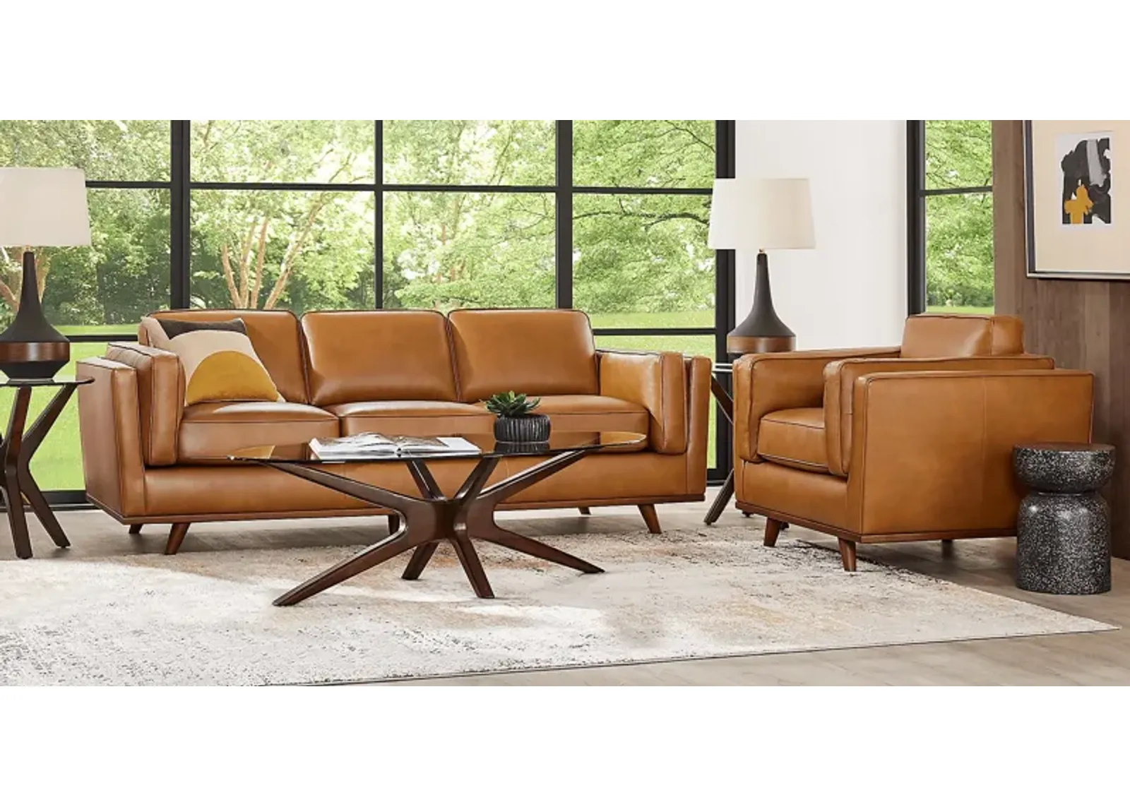 Duluth Caramel Leather 5 Pc Living Room