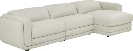 Meridien Ice Leather 3 Pc Dual Power Reclining Sectional