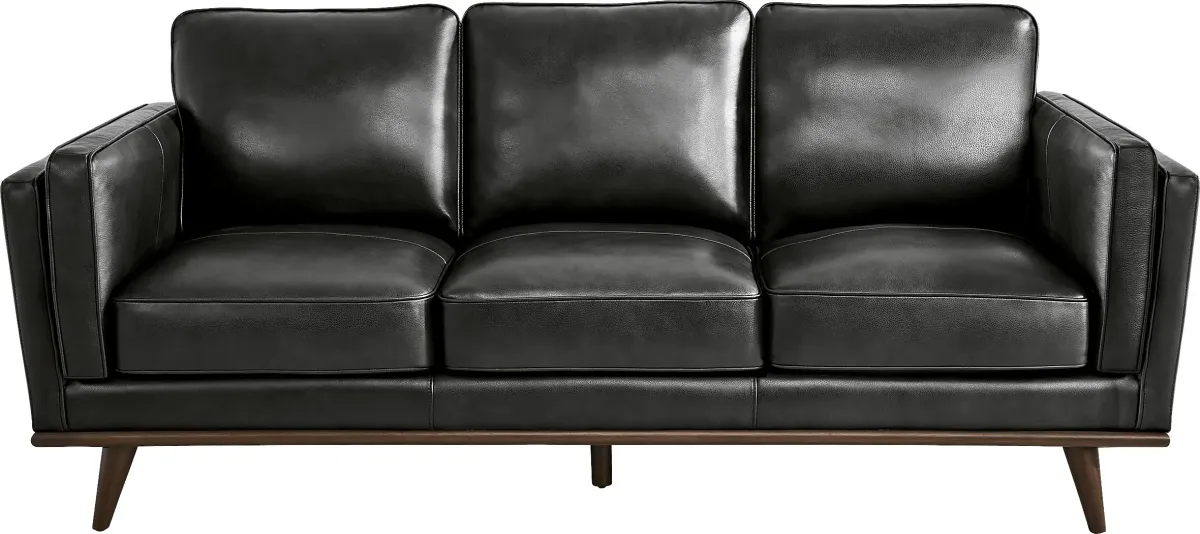 Cassina Court Black Leather 5 Pc Living Room