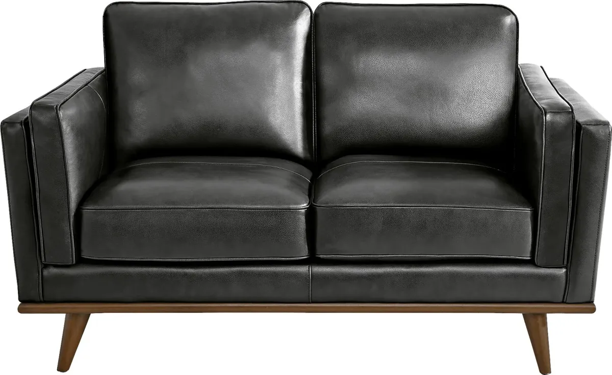 Cassina Court Black Leather 5 Pc Living Room