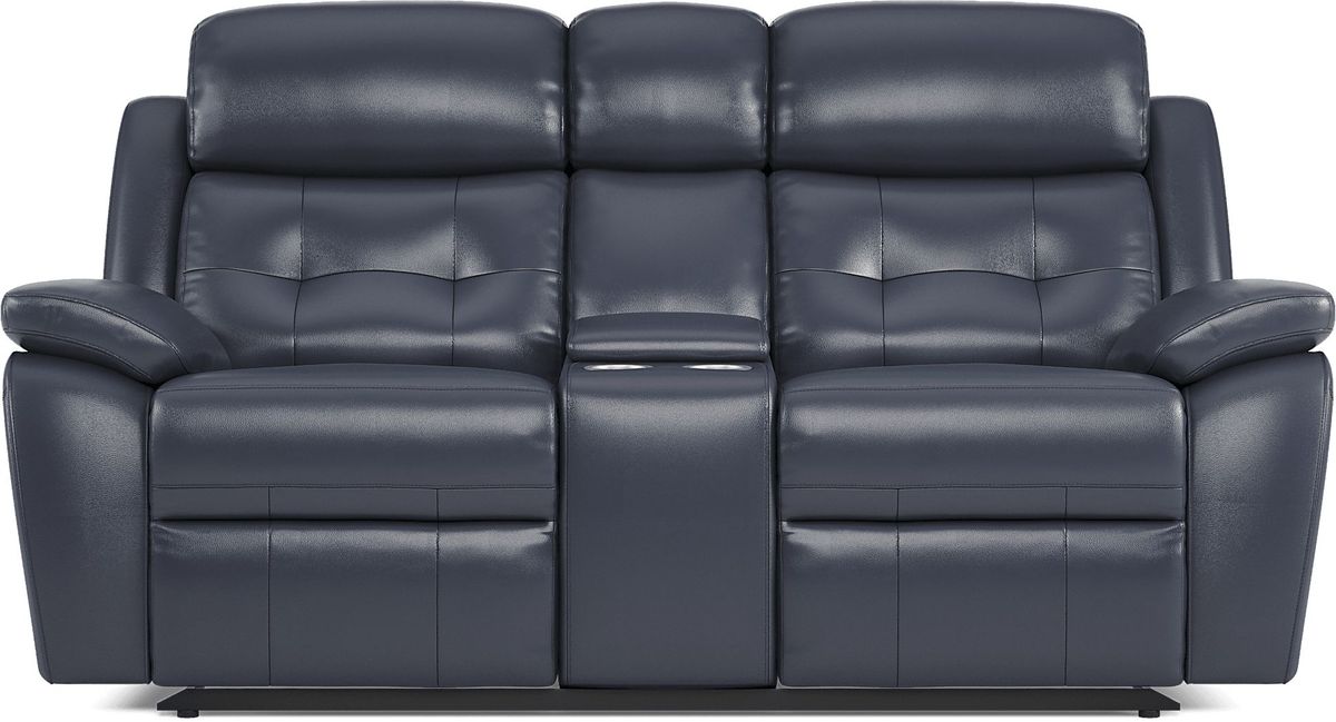 Antonin Blue Leather 5 Pc Reclining Living Room