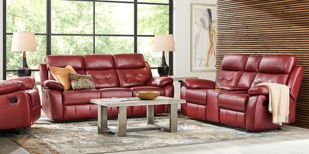 Antonin Red Leather 5 Pc Reclining Living Room