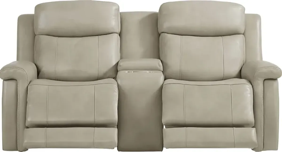 Orsini Beige Leather 5 Pc Dual Power Reclining Living Room