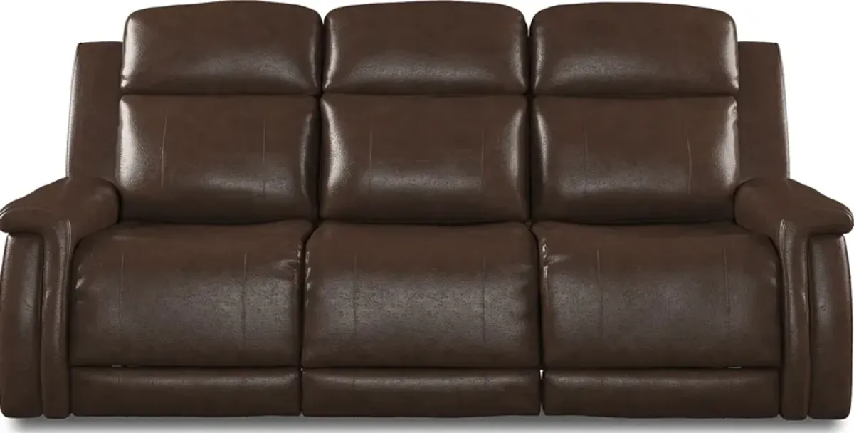 Orsini Brown Leather 5 Pc Dual Power Reclining Living Room