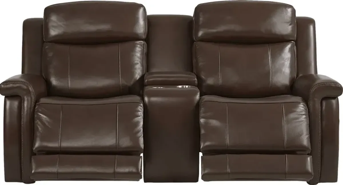 Orsini Brown Leather 5 Pc Dual Power Reclining Living Room